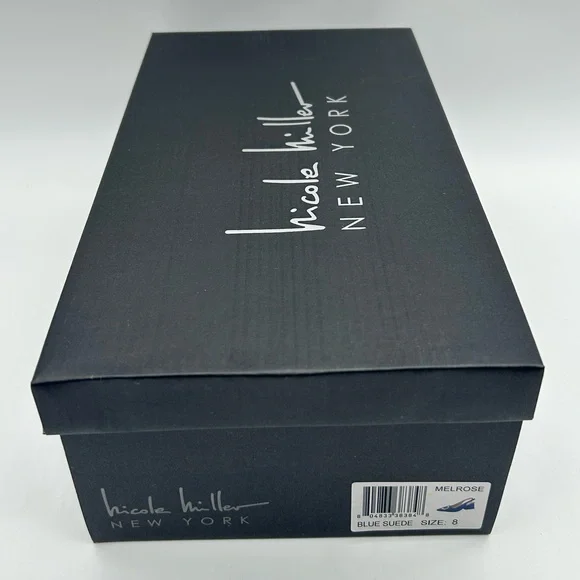 Nicole Miller New York Melrose Blue Faux Suede Slingback Block Heel Pumps 8 NIB - Picture 13 of 13